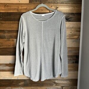 Poetry Striped Long Sleeve Top US 6 Gray Organic Cotton Hemp Relaxed Minimalist